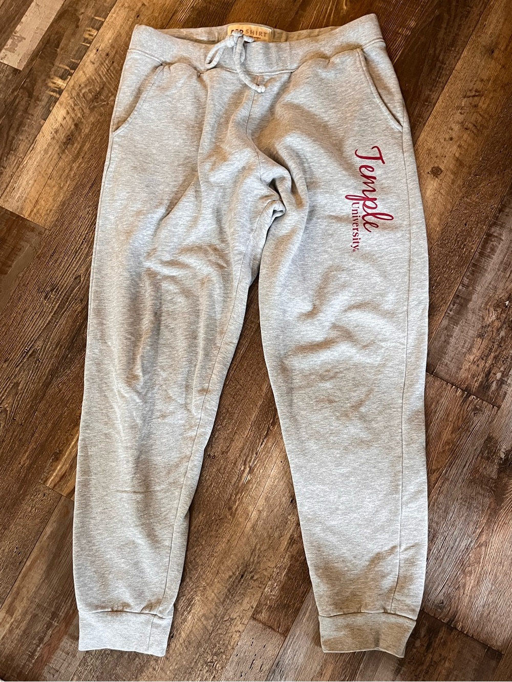 Gray Temple University Men's Joggers with Drawstring Waist